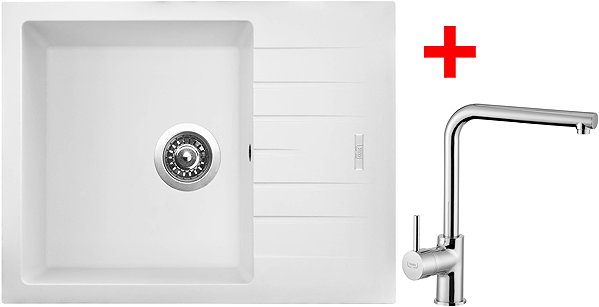 Kitchen Sink and Tap Set Sinks Perfecto 650 Milk + Elka glossy ...