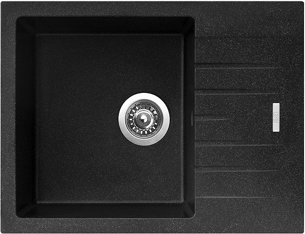 Kitchen Sink and Tap Set Sinks Perfecto 650 Granblack + Elasta black matt ...