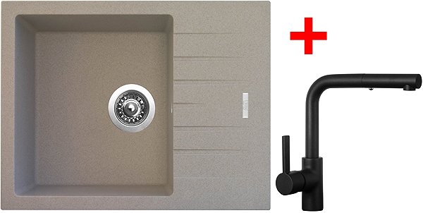Kitchen Sink and Tap Set Sinks Perfecto 650 Avena + Enigma S black matt ...