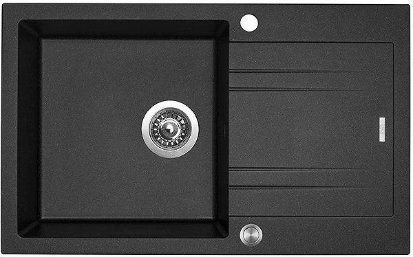 Kitchen Sink and Tap Set Sinks Linea 780 XC Metalblack + Elasta stainless steel/black ...
