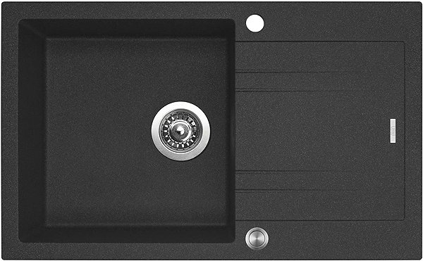 Kitchen Sink and Tap Set Sinks Linea 780 XC Granblack + Elasta stainless steel/black ...
