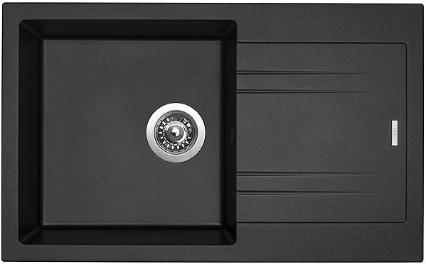 Kitchen Sink and Tap Set Sinks Linea 780 Metalblack + Elasta stainless steel/black ...