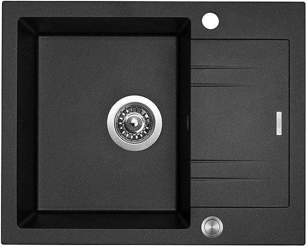 Kitchen Sink and Tap Set Sinks Linea 600 XC Metalblack + Elasta stainless steel/black ...