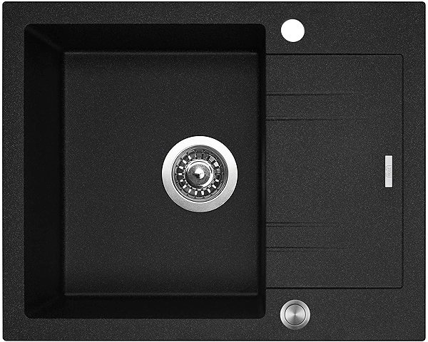 Kitchen Sink and Tap Set Sinks Linea 600 XC Granblack + Elasta stainless steel/black ...