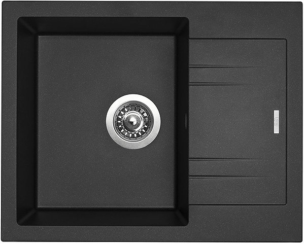 Kitchen Sink and Tap Set Sinks Linea 600 Metalblack + Elasta stainless steel/black ...