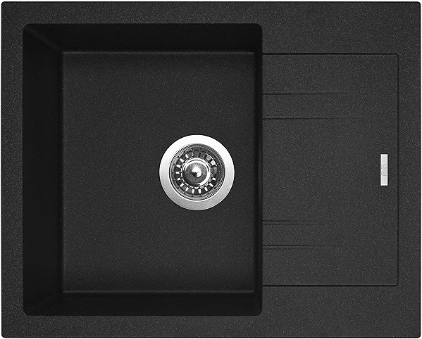 Kitchen Sink and Tap Set Sinks Linea 600 Granblack + Elasta stainless steel/black ...