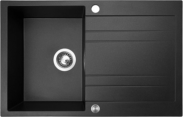 Kitchen Sink and Tap Set Sinks Grande 800 XC Granblack + Elasta stainless steel/black ...