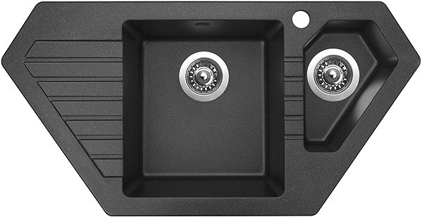 Kitchen Sink and Tap Set Sinks Bravo 850.1 Granblack + Elasta stainless steel/black ...