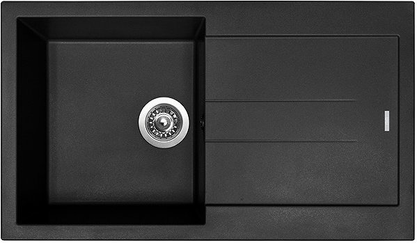 Kitchen Sink and Tap Set Sinks Amanda 860 Pureblack + Elasta stainless steel/black ...