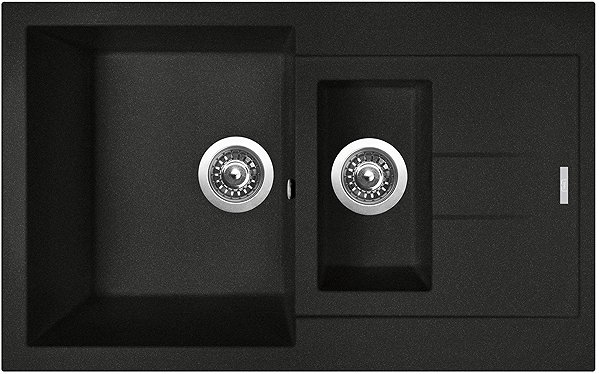 Kitchen Sink and Tap Set Sinks Amanda 780.1 Metalblack + Elasta stainless steel/black ...