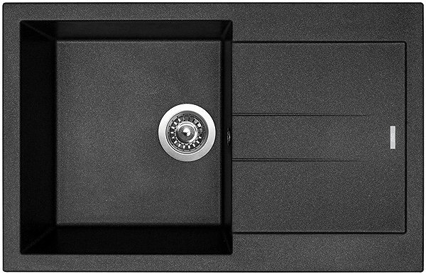 Kitchen Sink and Tap Set Sinks Amanda 780 Metalblack + Elasta stainless steel/black ...