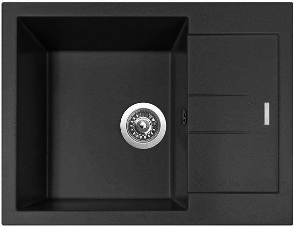 Kitchen Sink and Tap Set Sinks Amanda 650 Pureblack + Elasta stainless steel/black ...