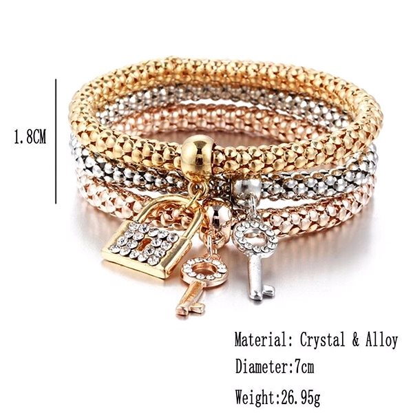 Silver Star Flexible Surgical Steel Bracelet, 3 Pieces with Clasp.