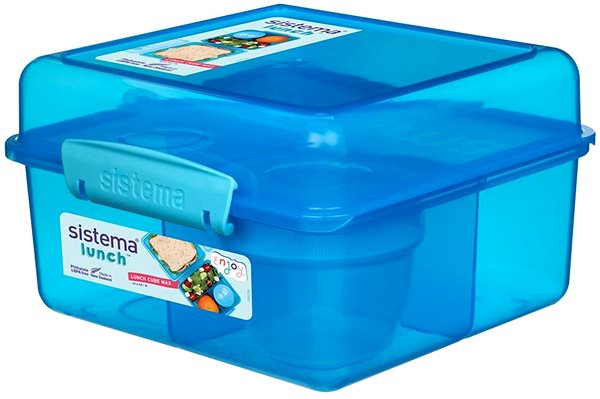 Lunch Box Sistema Three-chamber yoghurt box with double lid 2 l, blue ...
