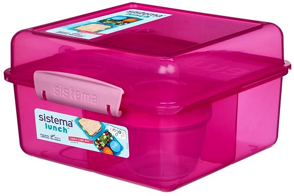 Lunch Box Sistema Three-chamber yoghurt box with double lid 2 l, pink ...