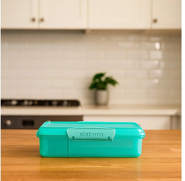 Lunch Box Sistema Snack box with 2 separate compartments 975 ml, green ...