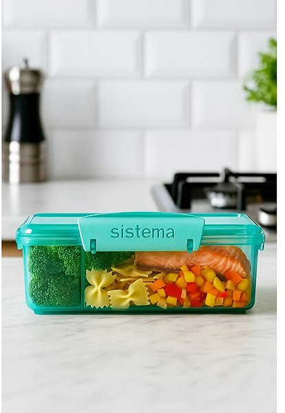 Lunch Box Sistema Snack box with 2 separate compartments 975 ml, green ...
