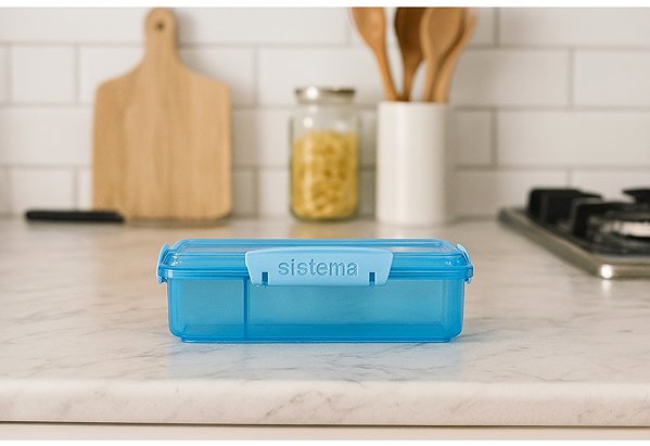 Lunch Box Sistema Snack box with 2 separate compartments 975 ml, blue ...
