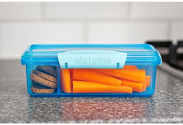 Lunch Box Sistema Snack box with 2 separate compartments 975 ml, blue ...