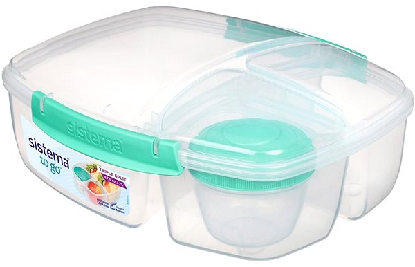 Lunch Box Sistema Three-chamber box with yoghurt container 2 l, mint ...