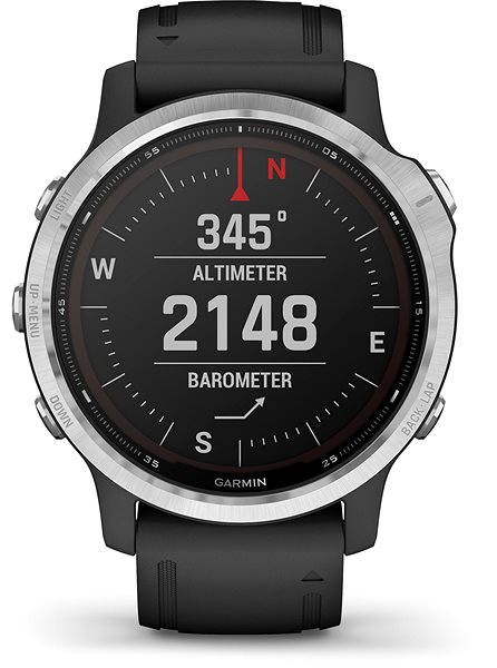 Smart Watch Garmin Fenix 6S Solar, Silver, Black Band Screen