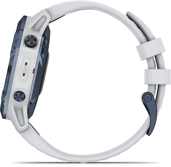 Smart Watch Garmin Fenix 6 Pro Solar, Mineral Blue, Whitestone Band Lateral view