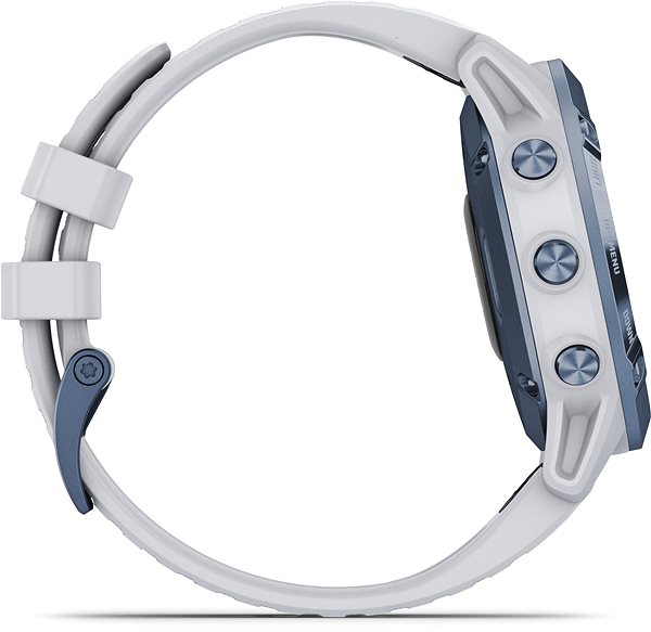 Smart Watch Garmin Fenix 6 Pro Solar, Mineral Blue, Whitestone Band Lateral view