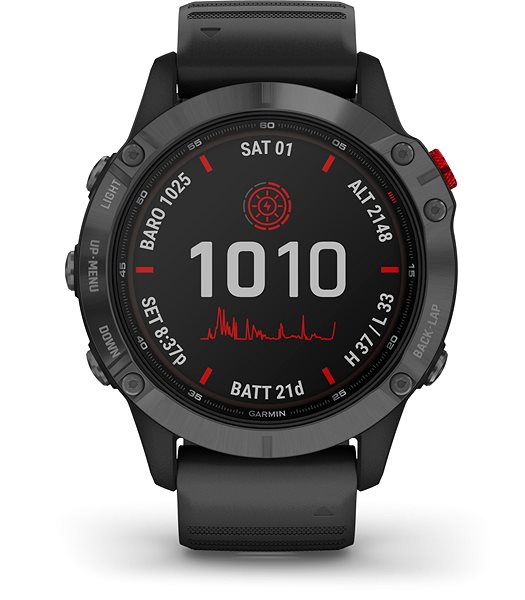 Smart Watch Garmin Fenix 6 Pro Solar, Slate Grey, Black Band Screen