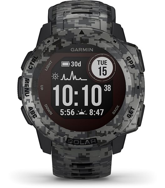 Smart Watch Garmin Instinct Solar, Graphite Camo Screen
