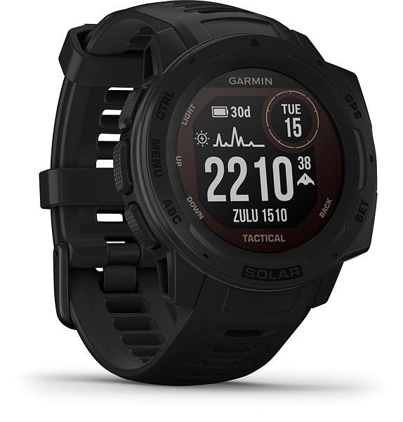 Smart Watch Instinct Solar, Tactical Black Lateral view