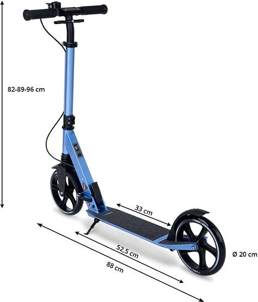 Folding scooter Movino City Comfort+, black - Blue Edition Technical drawing