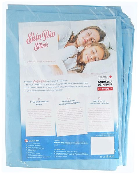 Plachta na posteľ SkinPro Silver detská antibakteriálna plachta s gumou 60 × 120 cm svetlomodrá ...