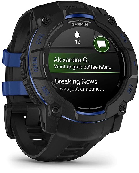 Smart Watch Garmin Instinct 3 50mm AMOLED Black/Bolt Blue band ...