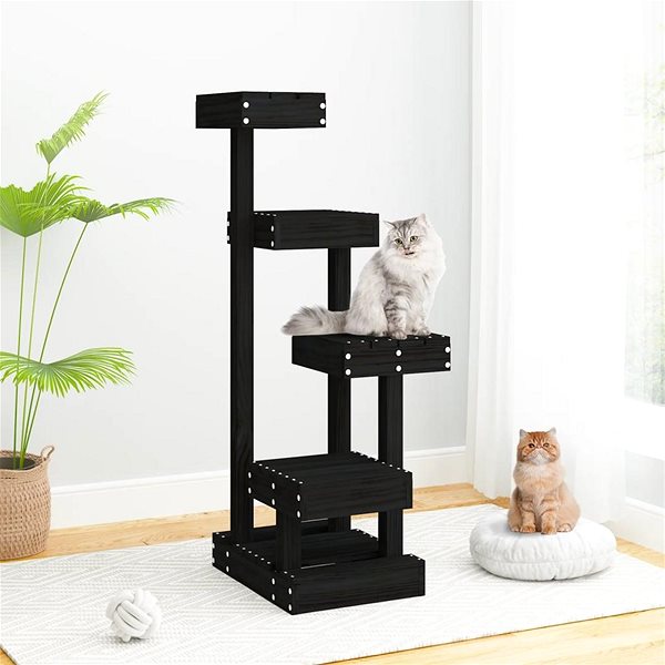 Cat Scratcher SHUMEE Cat scratching post black 45,5 × 49 × 103 solid pine wood ...