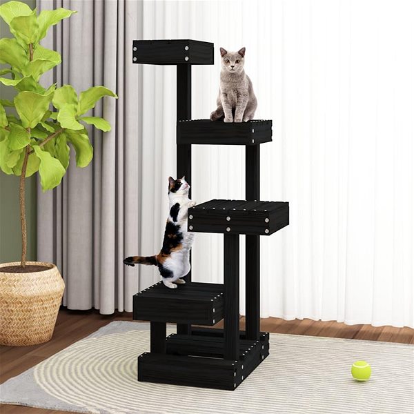 Cat Scratcher SHUMEE Cat scratching post black 45,5 × 49 × 103 solid pine wood ...