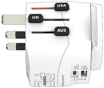 Reiseadapter Skross PRO Light USB AC45PD - World, UK+USA+AUS/CN, universal, geerdet, USB A+C 45 W ...
