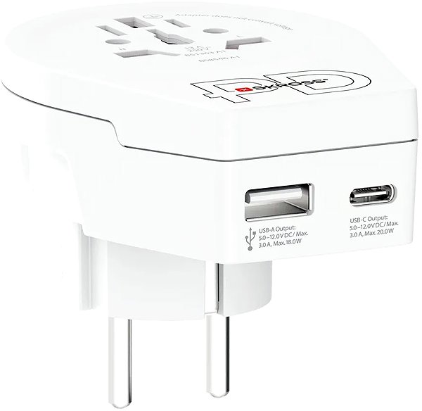 Reiseadapter SKROSS Reiseadapter Europa USB A+C 20W für Ausländer in der Tschechischen Republik, Typ E/F ...
