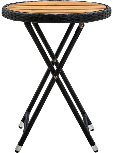 Zahradní stůl Čajový stolek černý 60 cm polyratan a masivní akácie, 316509 Screen