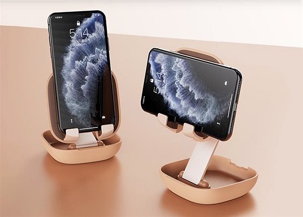 Phone Holder 4smarts Desk Stand Compact for Smartphones Peach Lifestyle