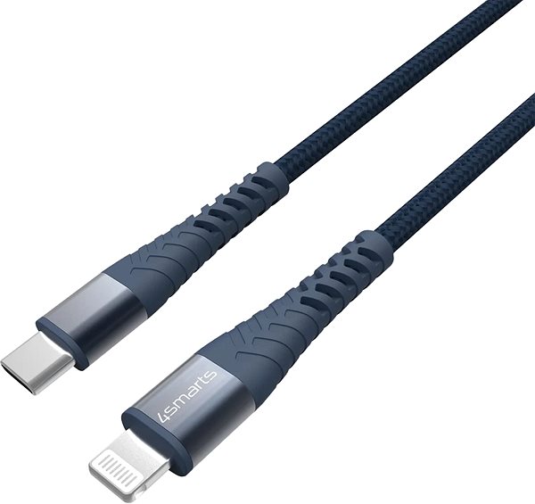 Dátový kábel 4smarts USB-C to Lightning Cable PremiumCord XXL MFi certified 3 m navy Bočný pohľad