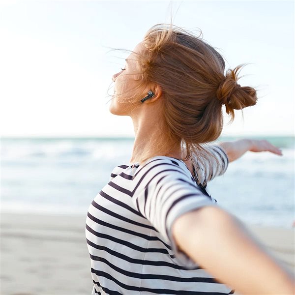 Kabellose Kopfhörer 4smarts TWS Bluetooth Headphones Pebble - hellgrau Lifestyle