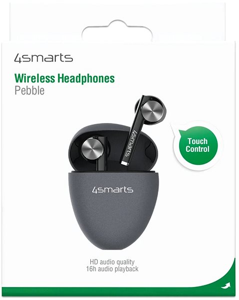 Kabellose Kopfhörer 4smarts TWS Bluetooth Headphones Pebble - hellgrau Verpackung/Box
