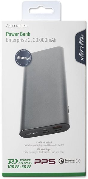 Powerbank 4smarts Power Bank Enterprise 2 20000 mAh 130 W with Quick Charge - PD - Gunmetal Select Edition Verpackung/Box
