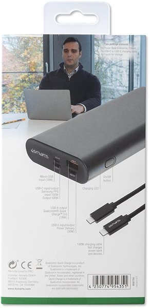 Power Bank 4smarts Power Bank Enterprise 2 20000mAh 130W with Quick Charge, PD, Gunmetal Select Edition Packaging/box