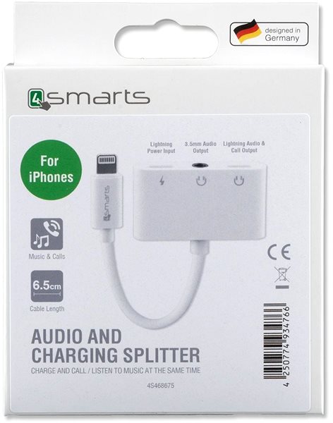 Adapter 4smarts Audio and Charging Splitter White Verpackung/Box