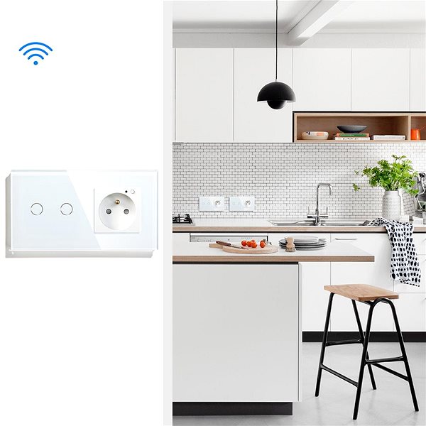 Smart zásuvka iQtech Millennium SKIM2W, Smartlife smart WiFi 2× vypínač + zásuvka F s meraním spotreby, 16 A, biela ...