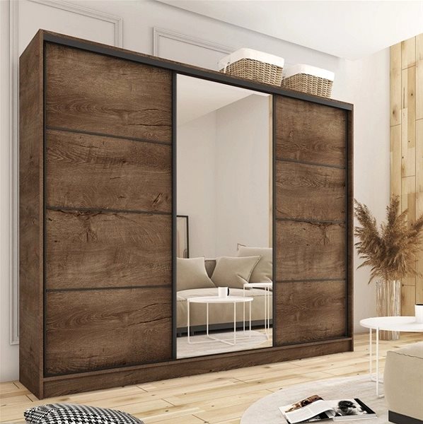 Nejlevnější nábytek Harazia 280 wardrobe with mirror, lefkas oak.