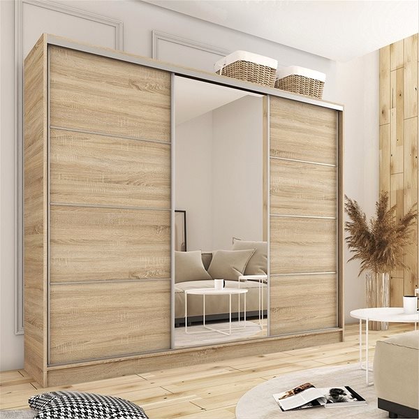Nejlevnější nábytek Litolaris 250 with mirror - sonoma oak wardrobe.