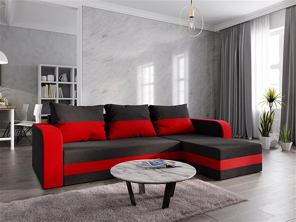 Sedacia súprava Nejlevnější nábytek Lefhet bis – čierna látka/červená látka Lifestyle