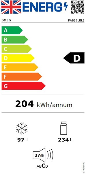 Refrigerator SMEG FAB32LBL3 Energy label